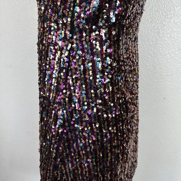 Zara Dress Women Size Medium Rainbow Sequin Mini Tank Party Glitter Disco - Picture 10 of 16